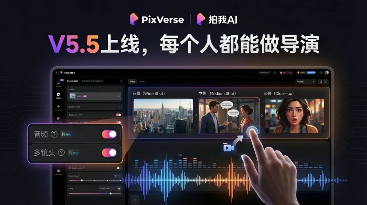 PixVerse（拍我AI）V5.5发布：国内首款分镜+音频一键生成AI视频大模型